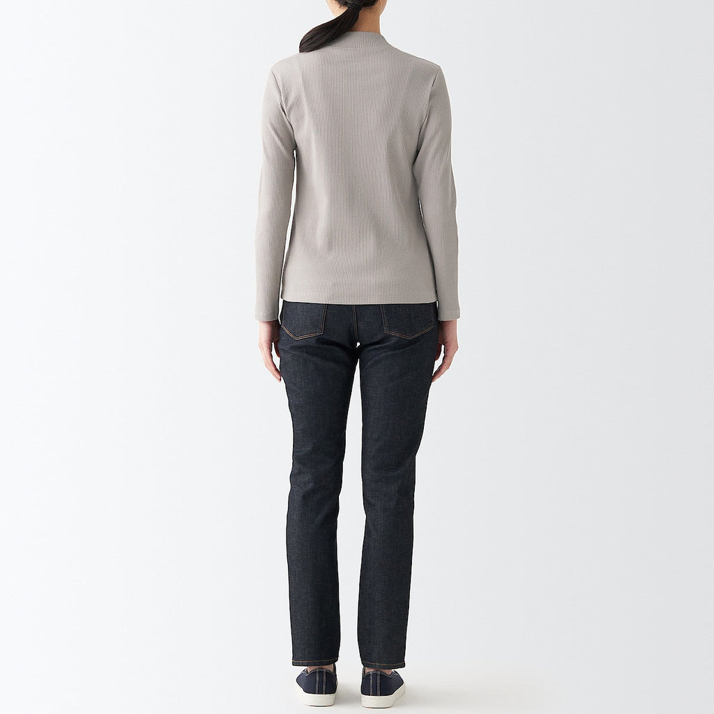 Women's Stretch Ribbed High Neck T-Shirt