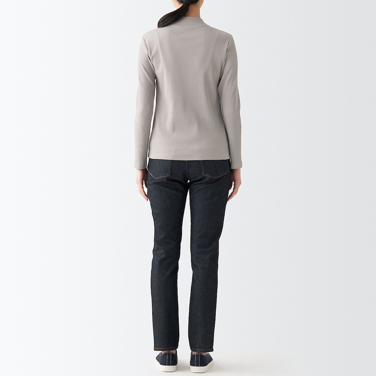 Women's Stretch Ribbed High Neck T-Shirt