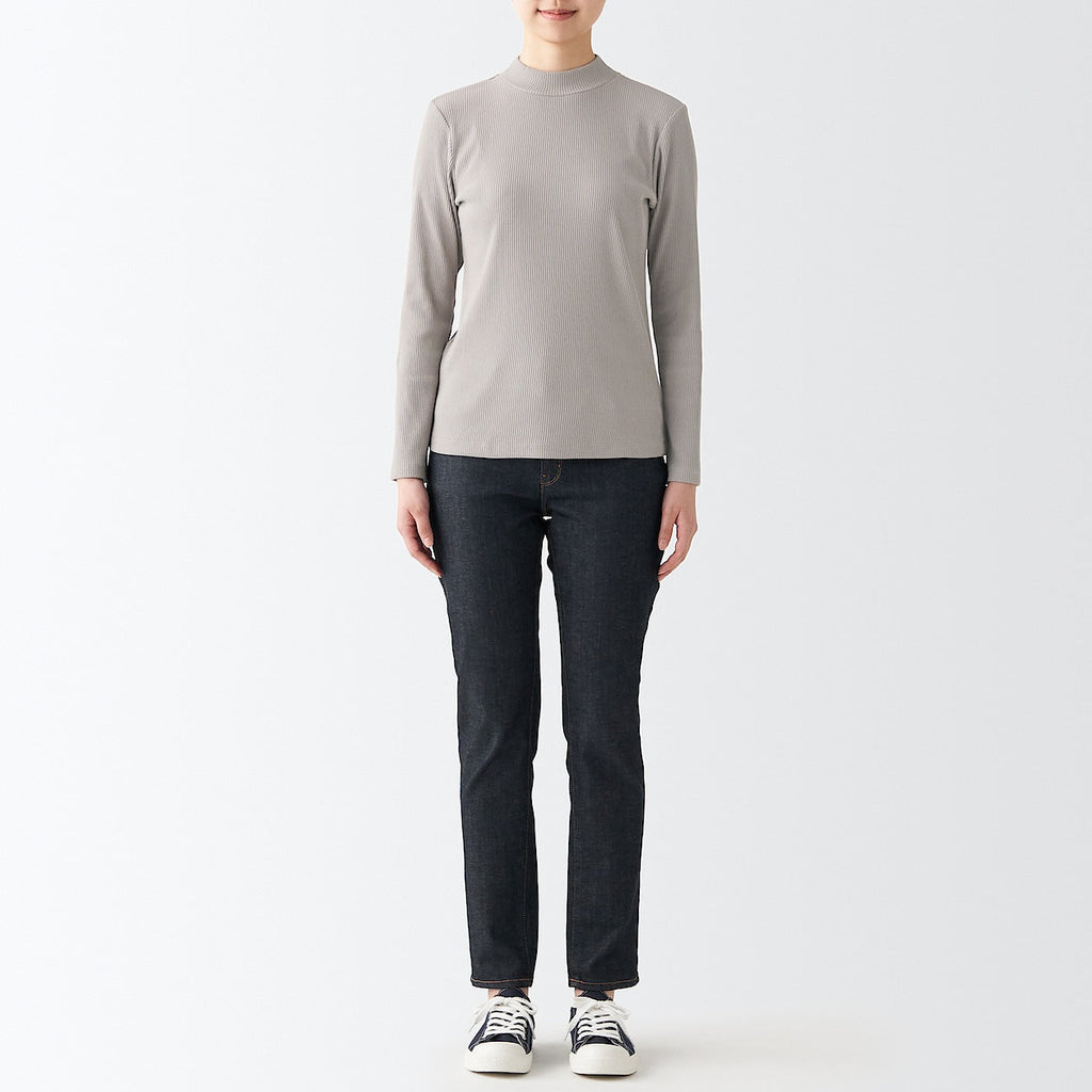 Women's Stretch Ribbed High Neck T-Shirt