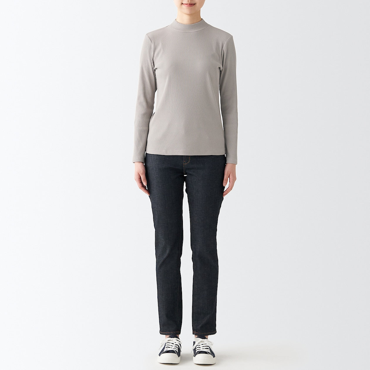 Women's Stretch Ribbed High Neck T-Shirt