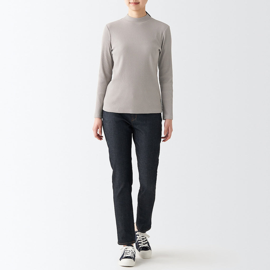 Women's Stretch Ribbed High Neck T-Shirt