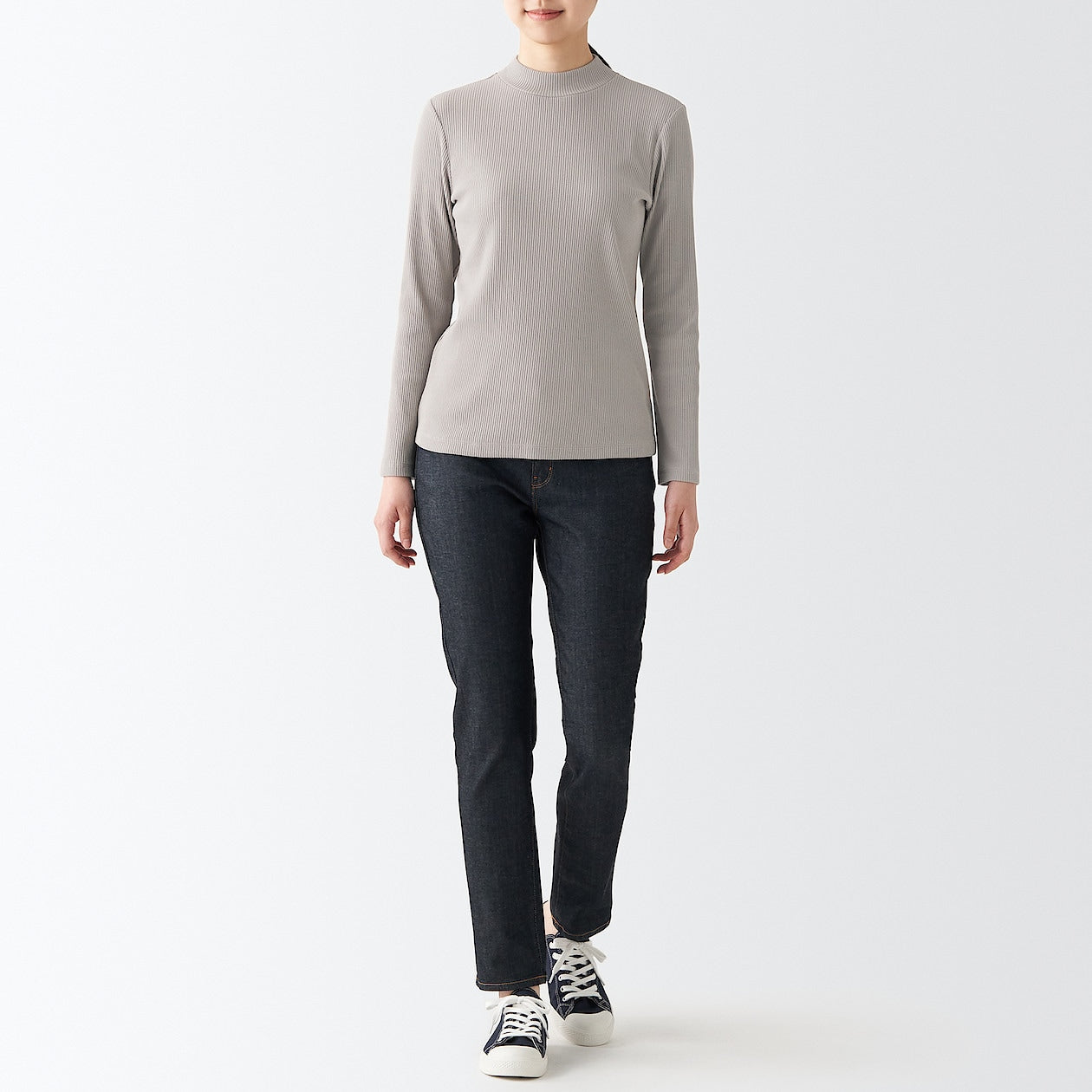 Women's Stretch Ribbed High Neck T-Shirt