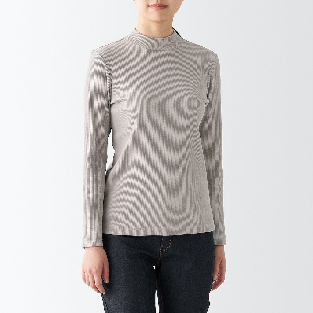 Women's Stretch Ribbed High Neck T-Shirt
