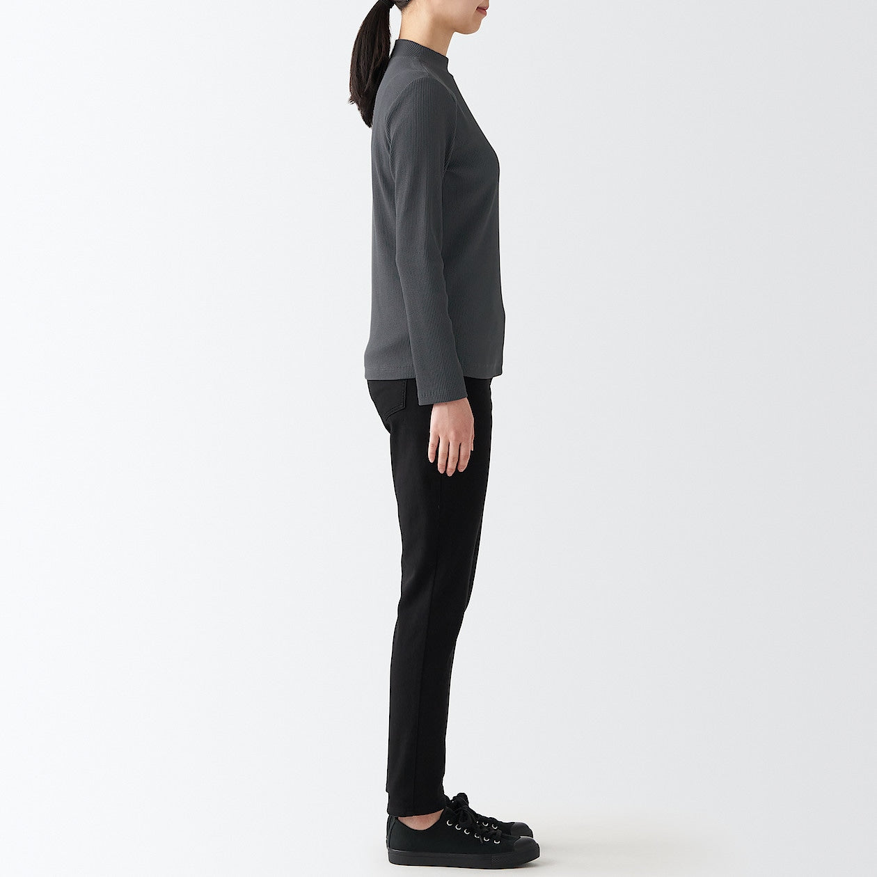 Women's Stretch Ribbed High Neck T-Shirt