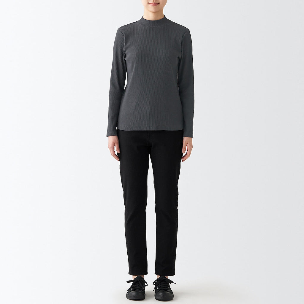 Women's Stretch Ribbed High Neck T-Shirt