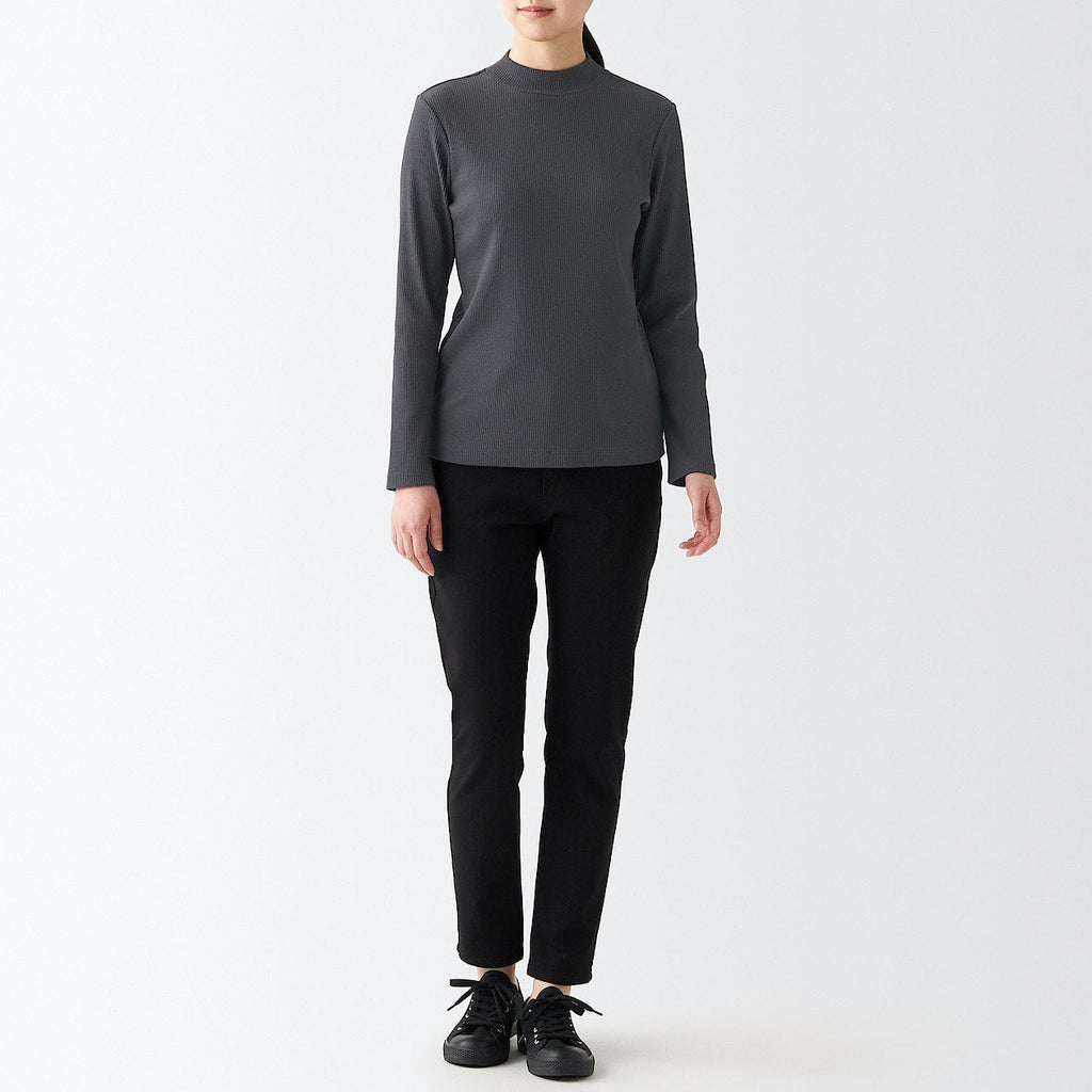 Women's Stretch Ribbed High Neck T-Shirt