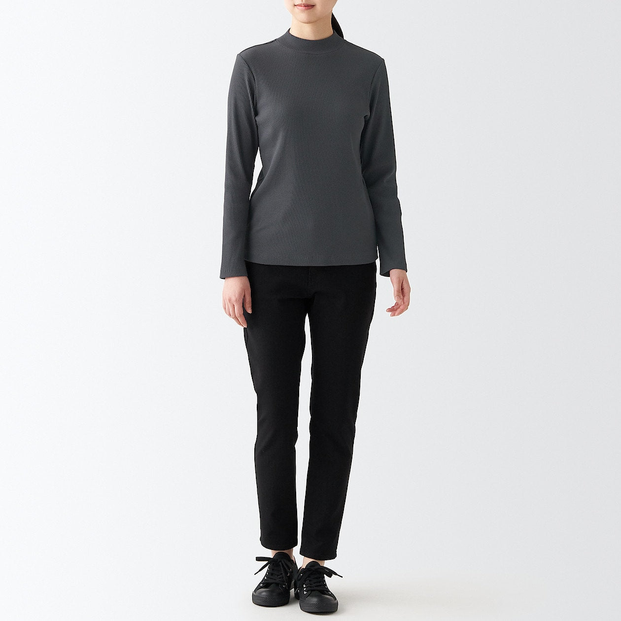 Women's Stretch Ribbed High Neck T-Shirt