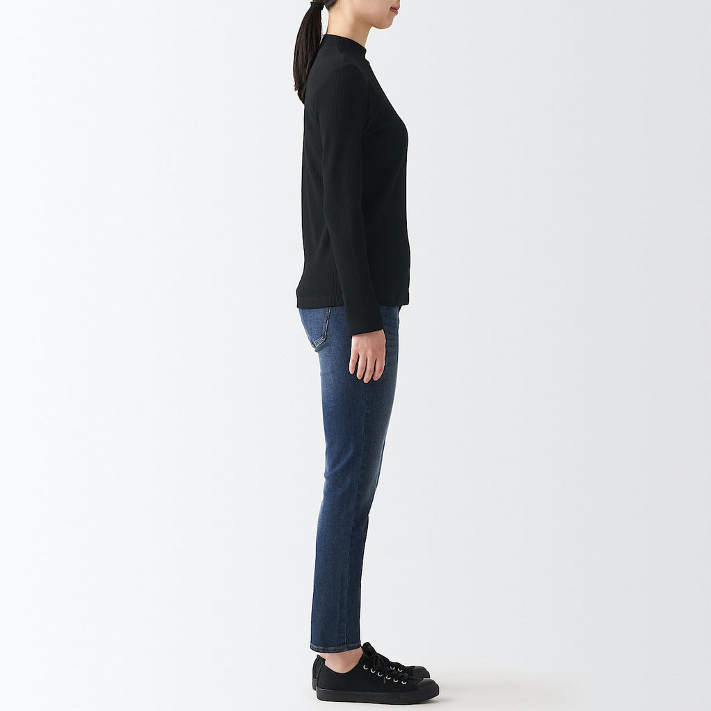 Women's Stretch Ribbed High Neck T-Shirt