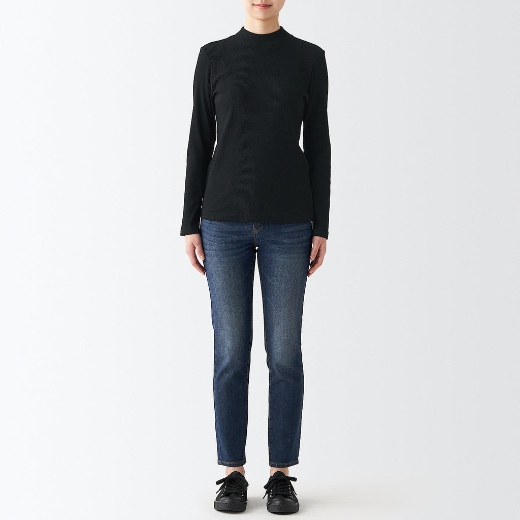 Women's Stretch Ribbed High Neck T-Shirt