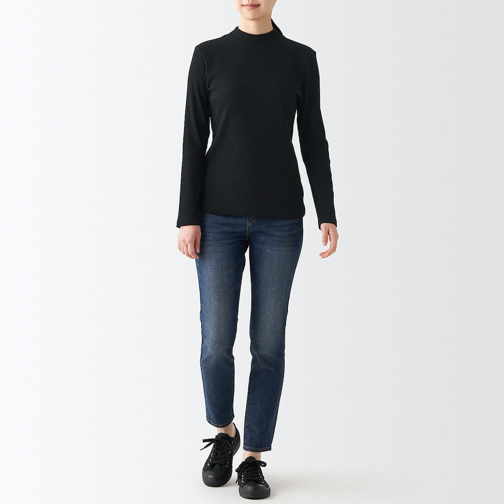 Women's Stretch Ribbed High Neck T-Shirt
