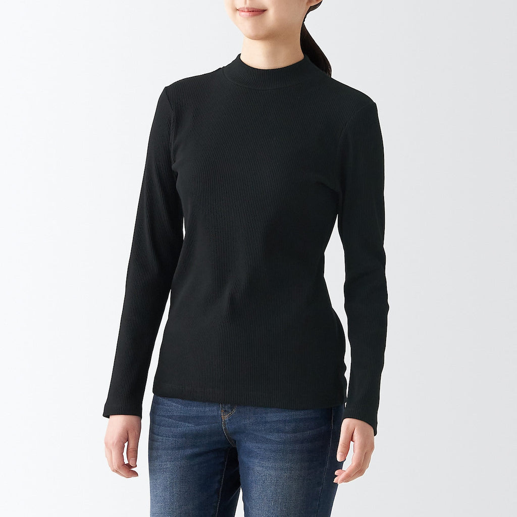 Women's Stretch Ribbed High Neck T-Shirt