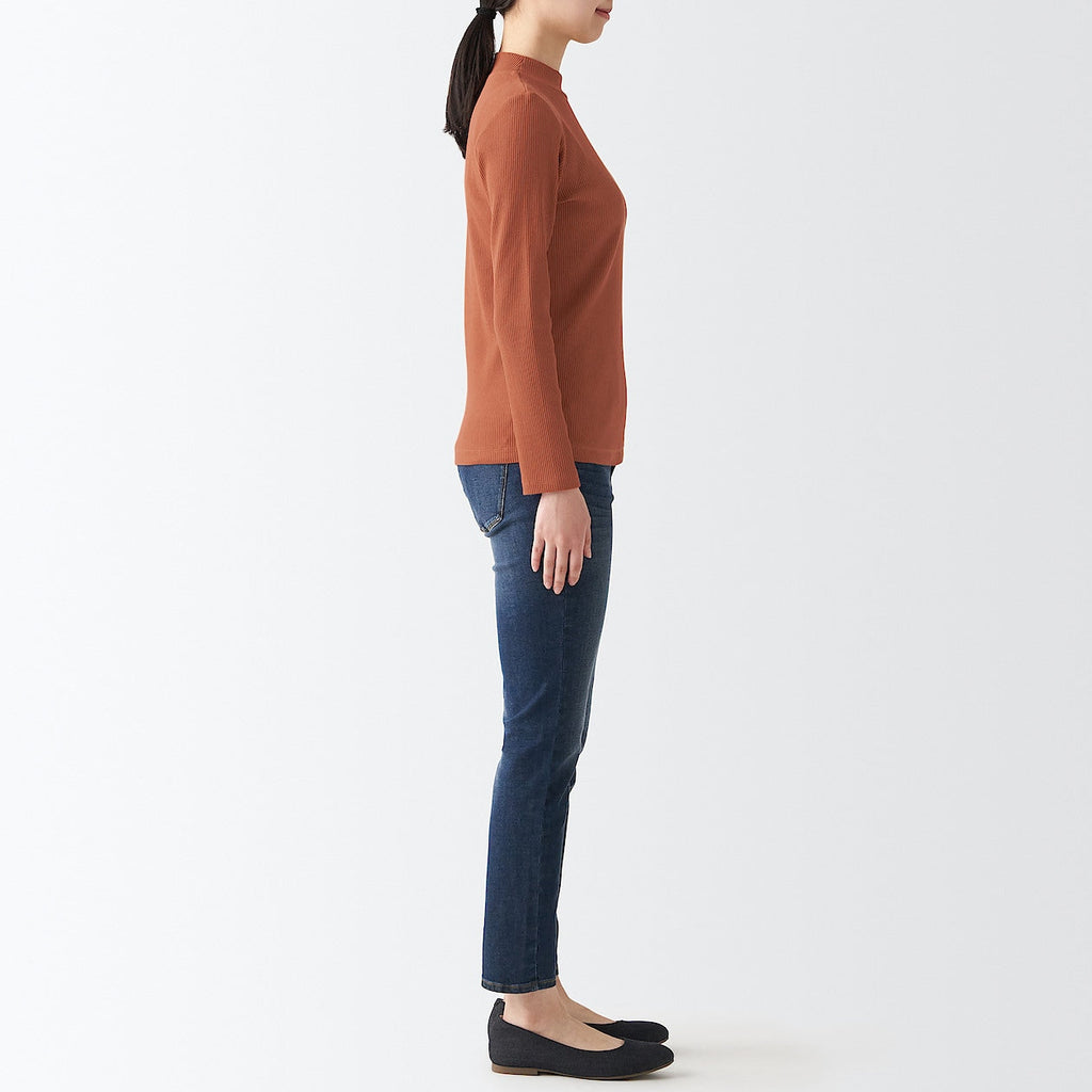 Women's Stretch Ribbed High Neck T-Shirt