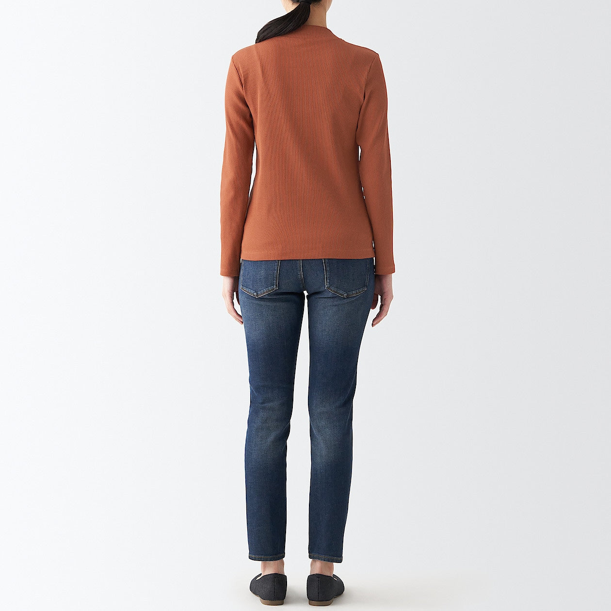 Women's Stretch Ribbed High Neck T-Shirt