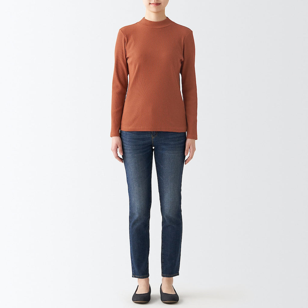 Women's Stretch Ribbed High Neck T-Shirt