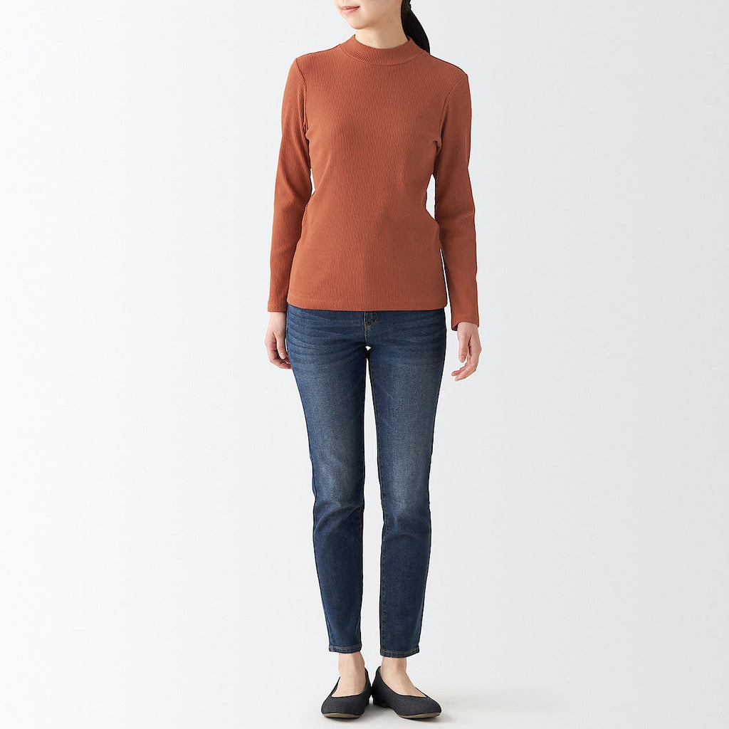 Women's Stretch Ribbed High Neck T-Shirt