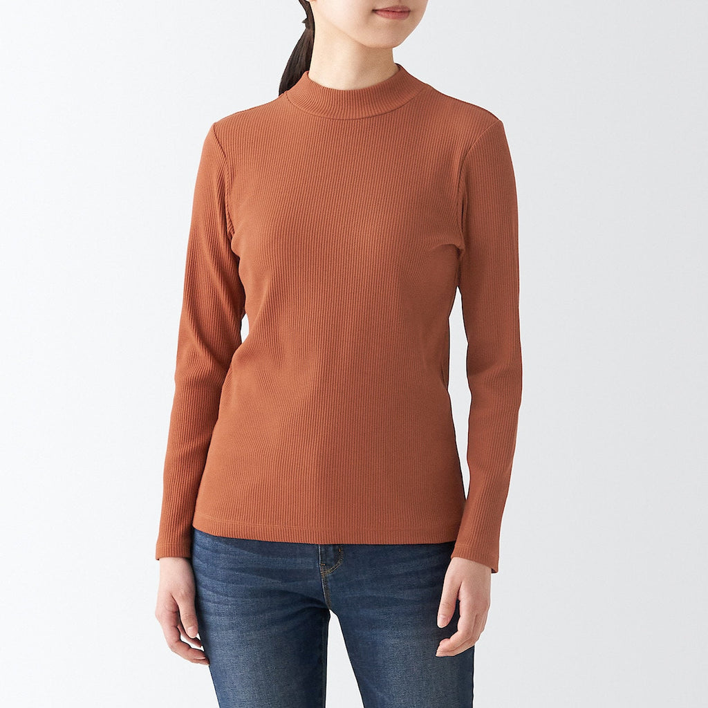 Women's Stretch Ribbed High Neck T-Shirt
