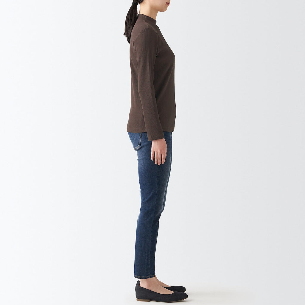 Women's Stretch Ribbed High Neck T-Shirt