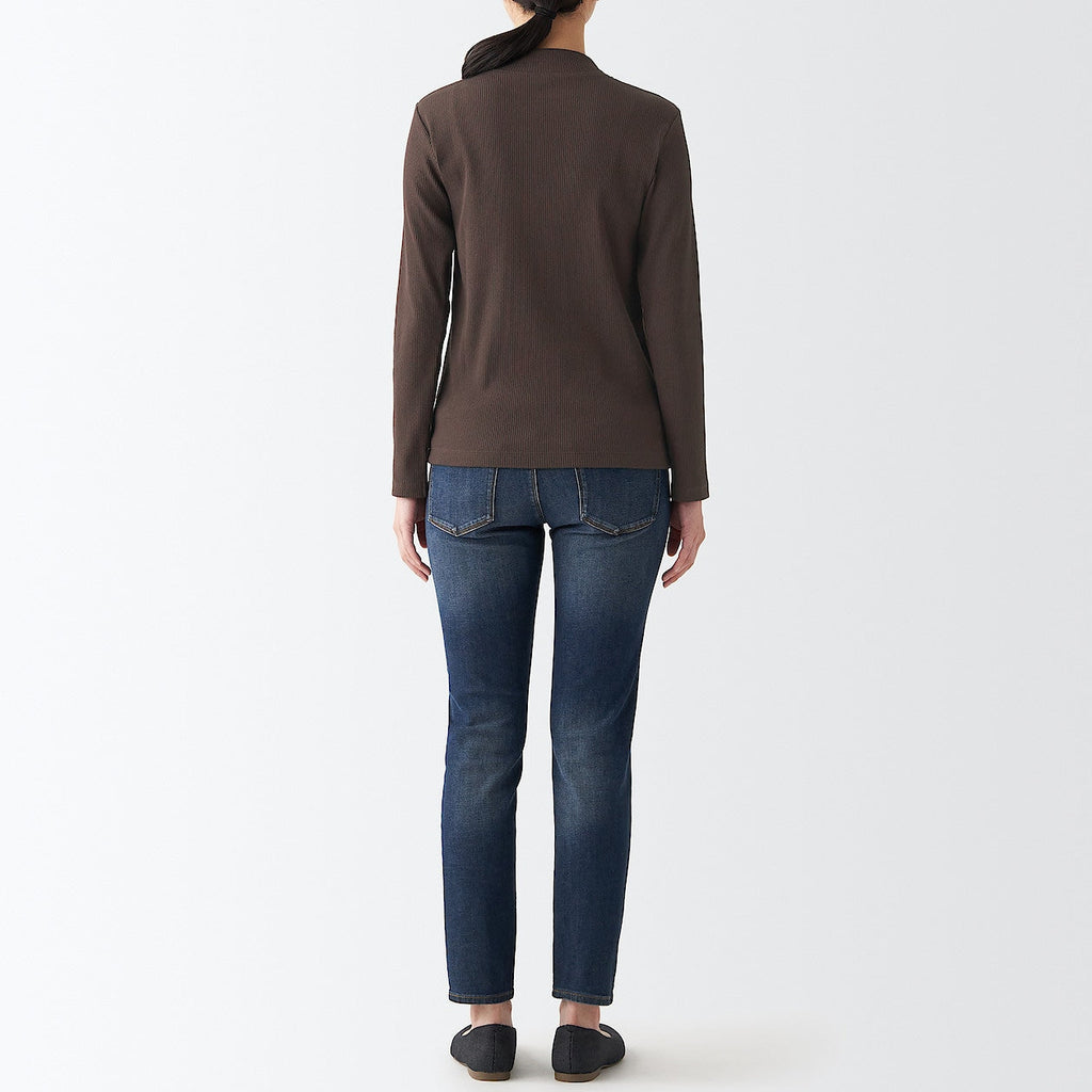 Women's Stretch Ribbed High Neck T-Shirt