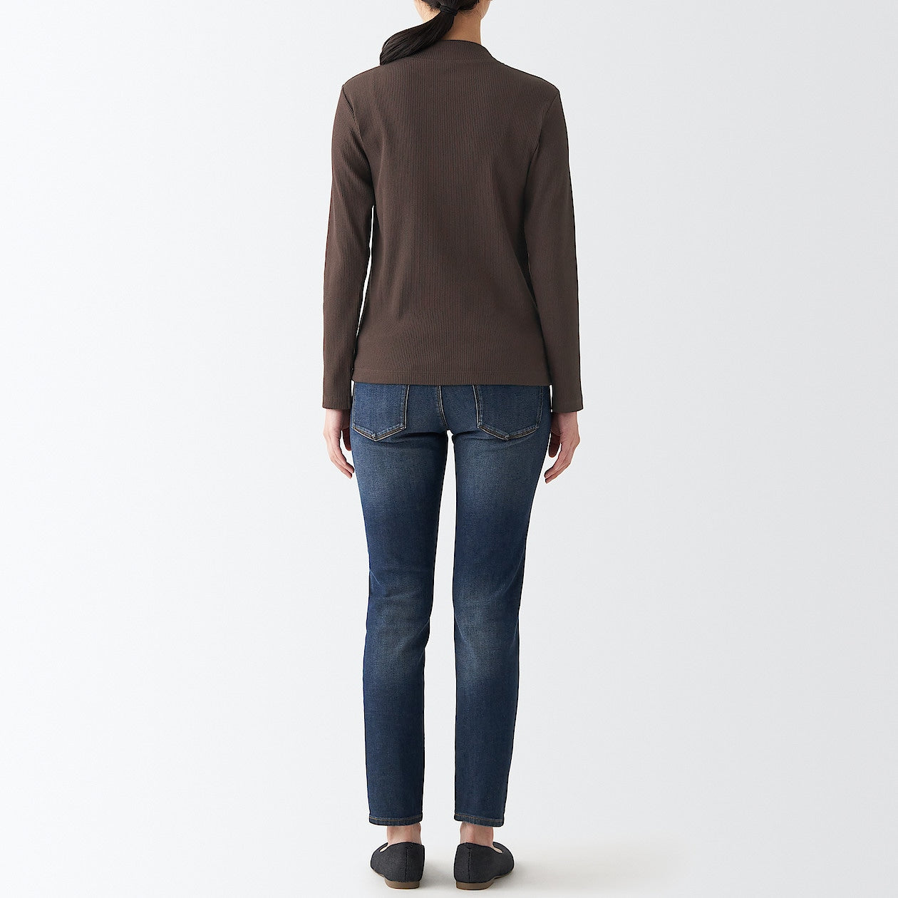 Women's Stretch Ribbed High Neck T-Shirt