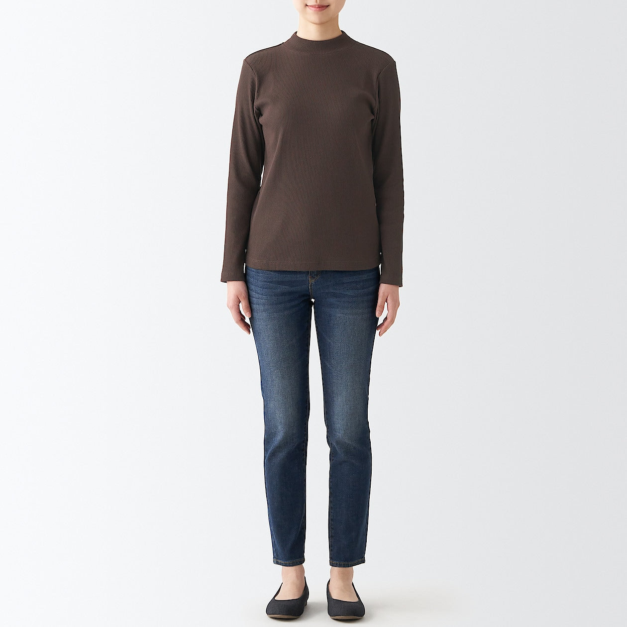 Women's Stretch Ribbed High Neck T-Shirt