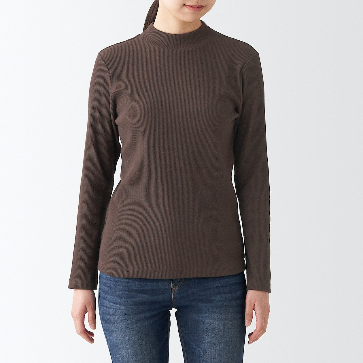 Women's Stretch Ribbed High Neck T-Shirt