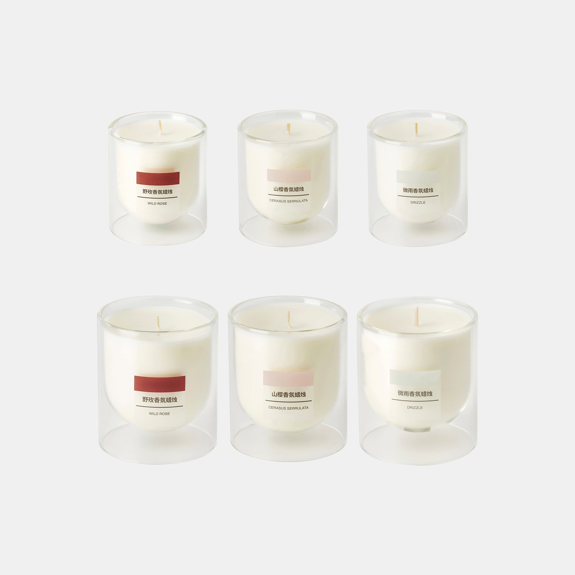 Scented Double Wall Glass Candle - Light Rain