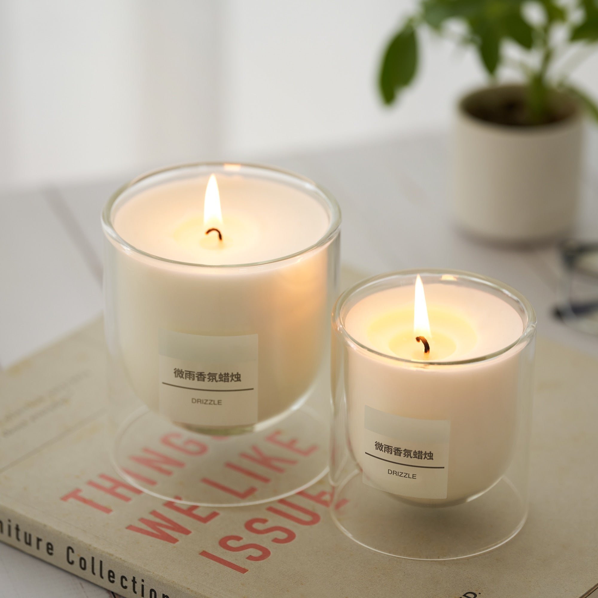 Scented Double Wall Glass Candle - Light Rain