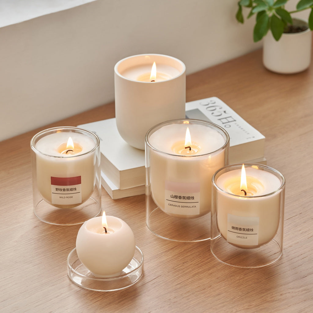 Scented Double Wall Glass Candle - Light Rain