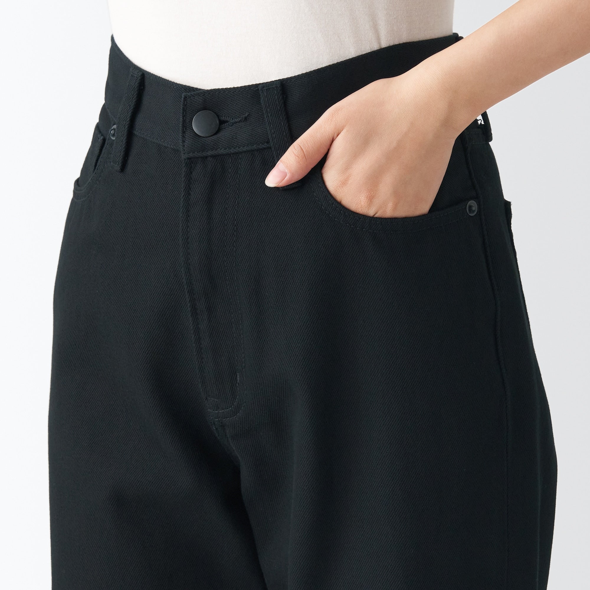 Women's Denim Regular Pants Black (L 30inch / 77cm)