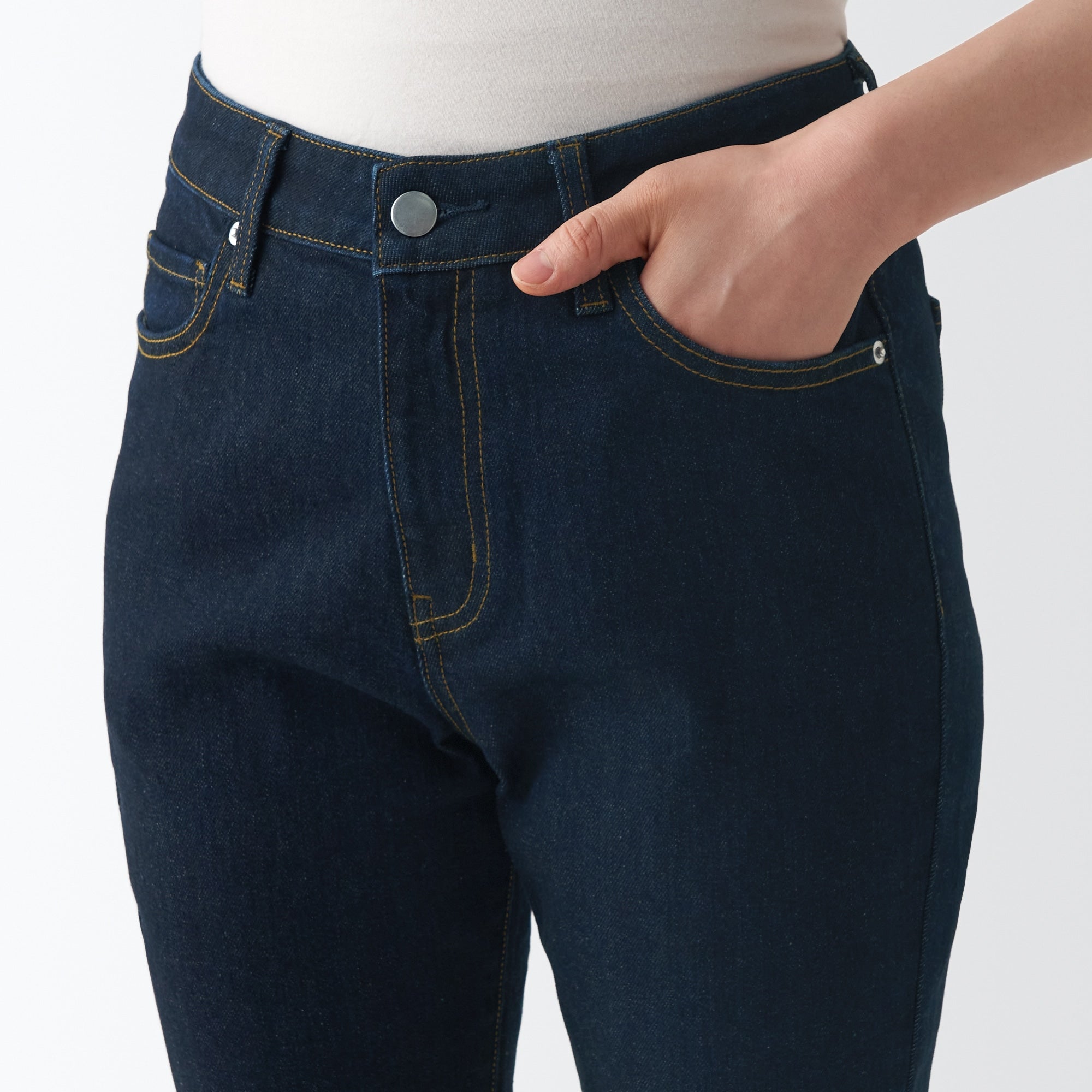 Women's Stretch Denim Slim Pants Dark Navy (L 30inch / 75cm)
