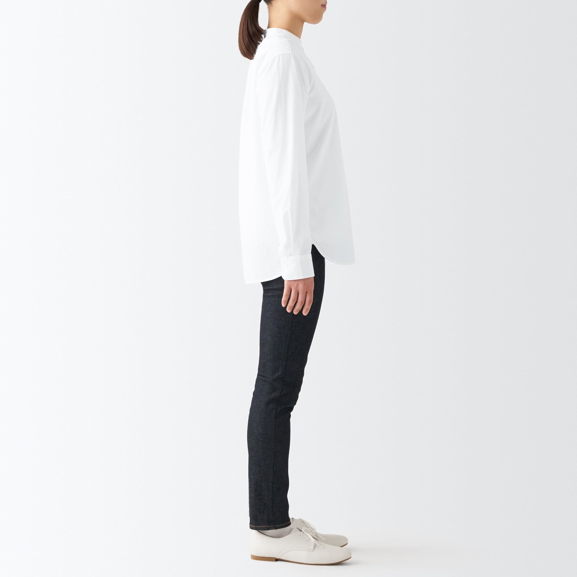 Women's Washed Broad Stand Collar Shirt