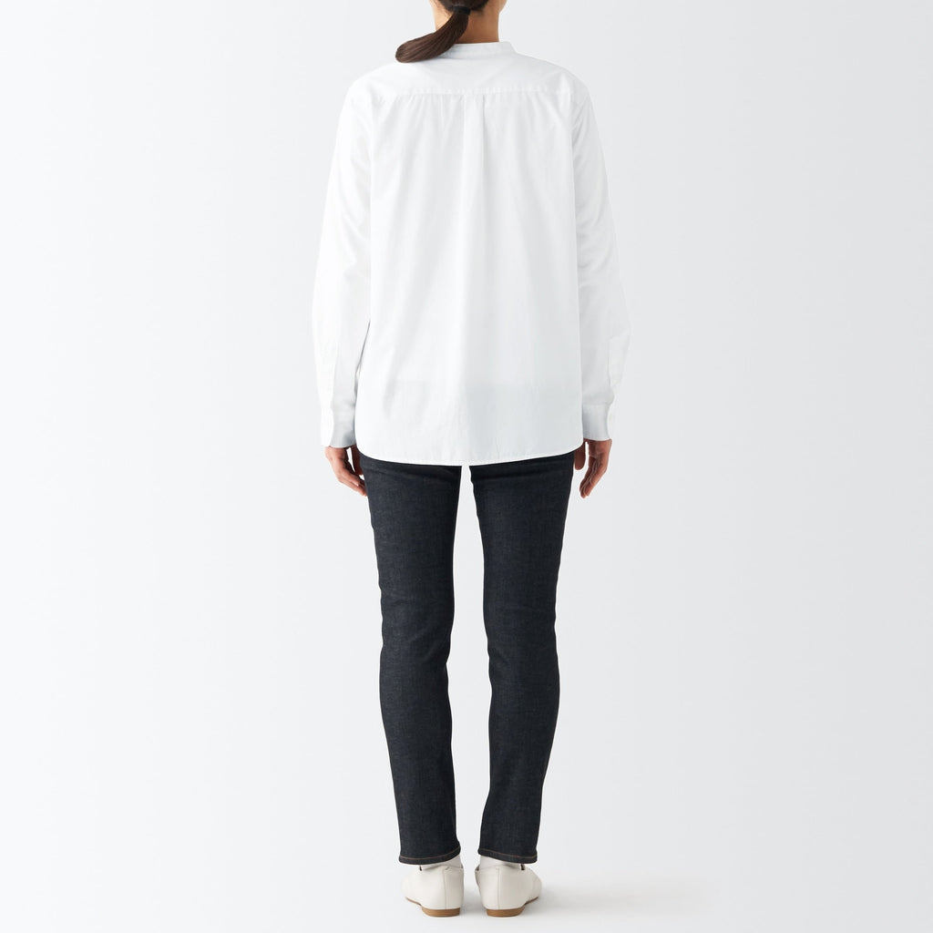 Women's Washed Broad Stand Collar Shirt