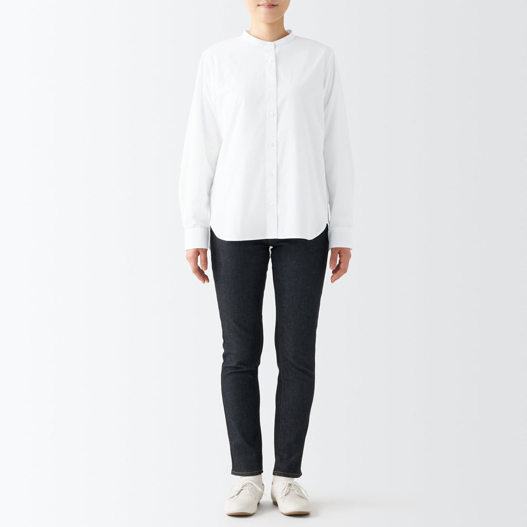 Women's Washed Broad Stand Collar Shirt