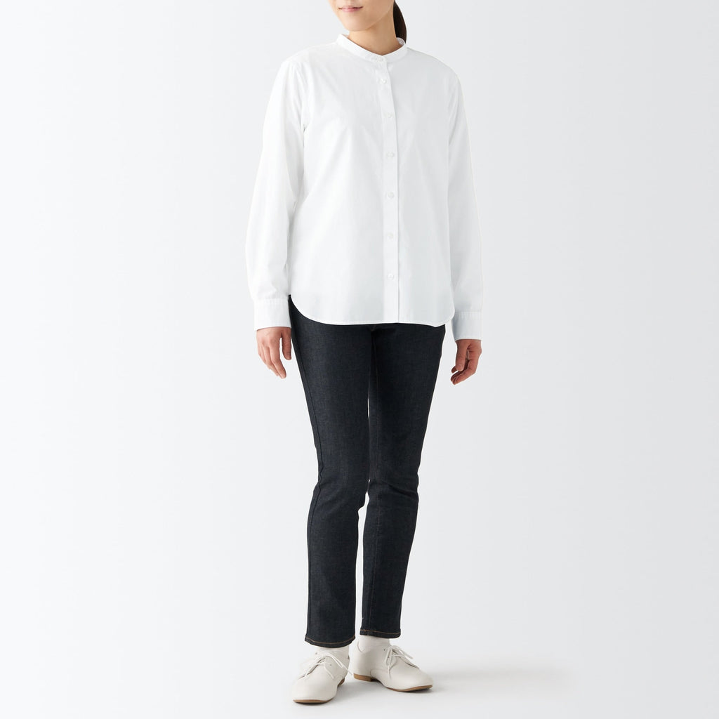Women's Washed Broad Stand Collar Shirt