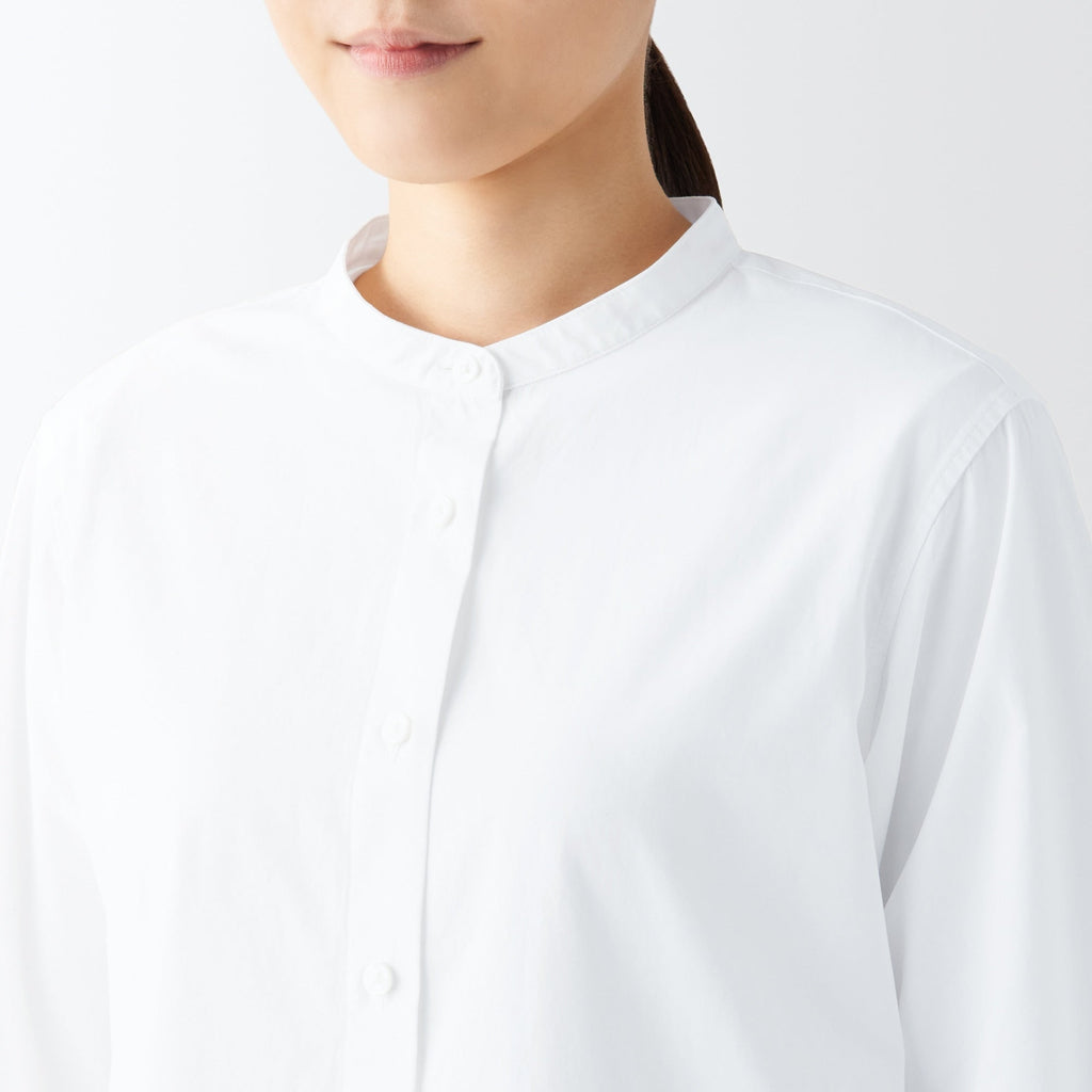 Women's Washed Broad Stand Collar Shirt