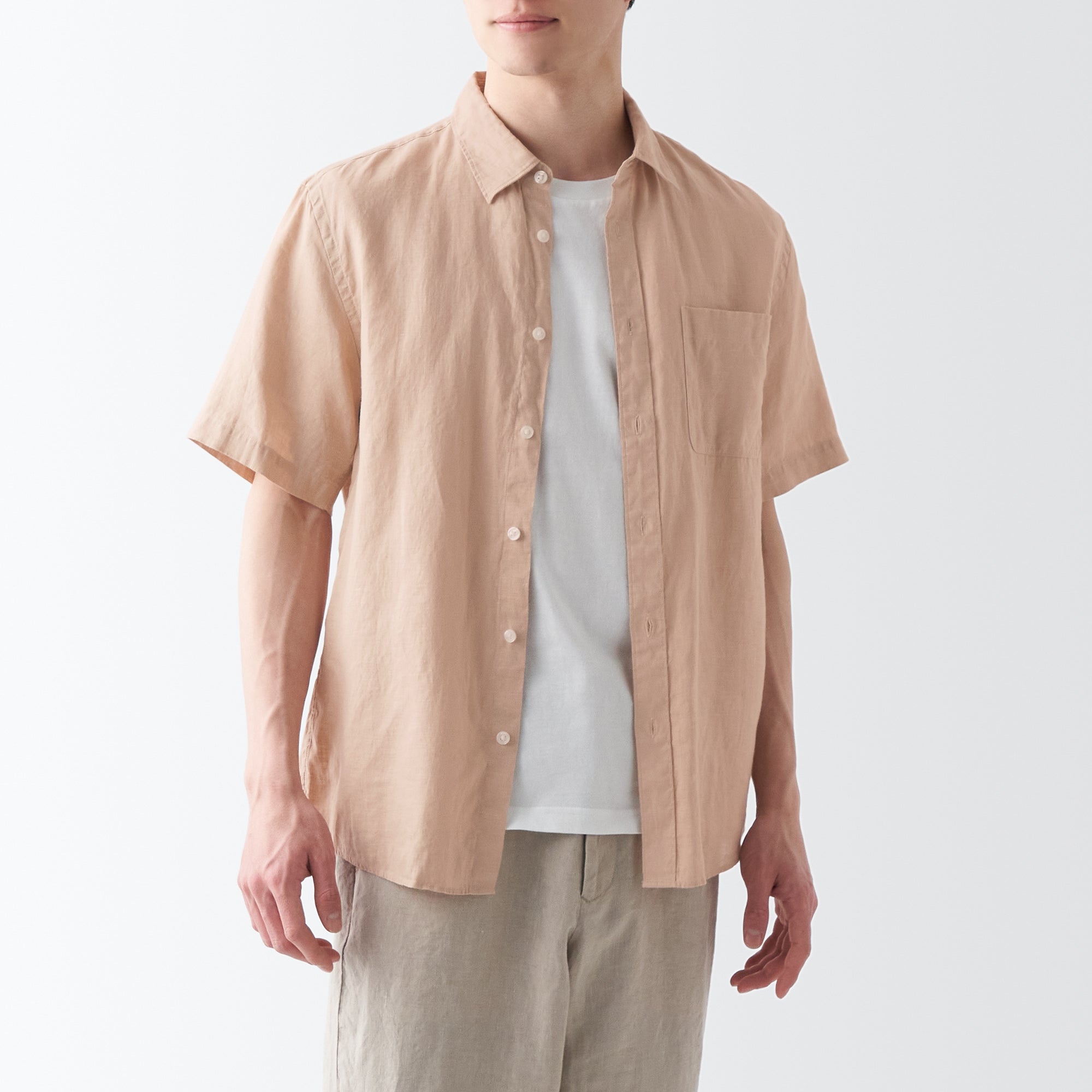 Men's Washed Hemp Short Sleeve Shirt