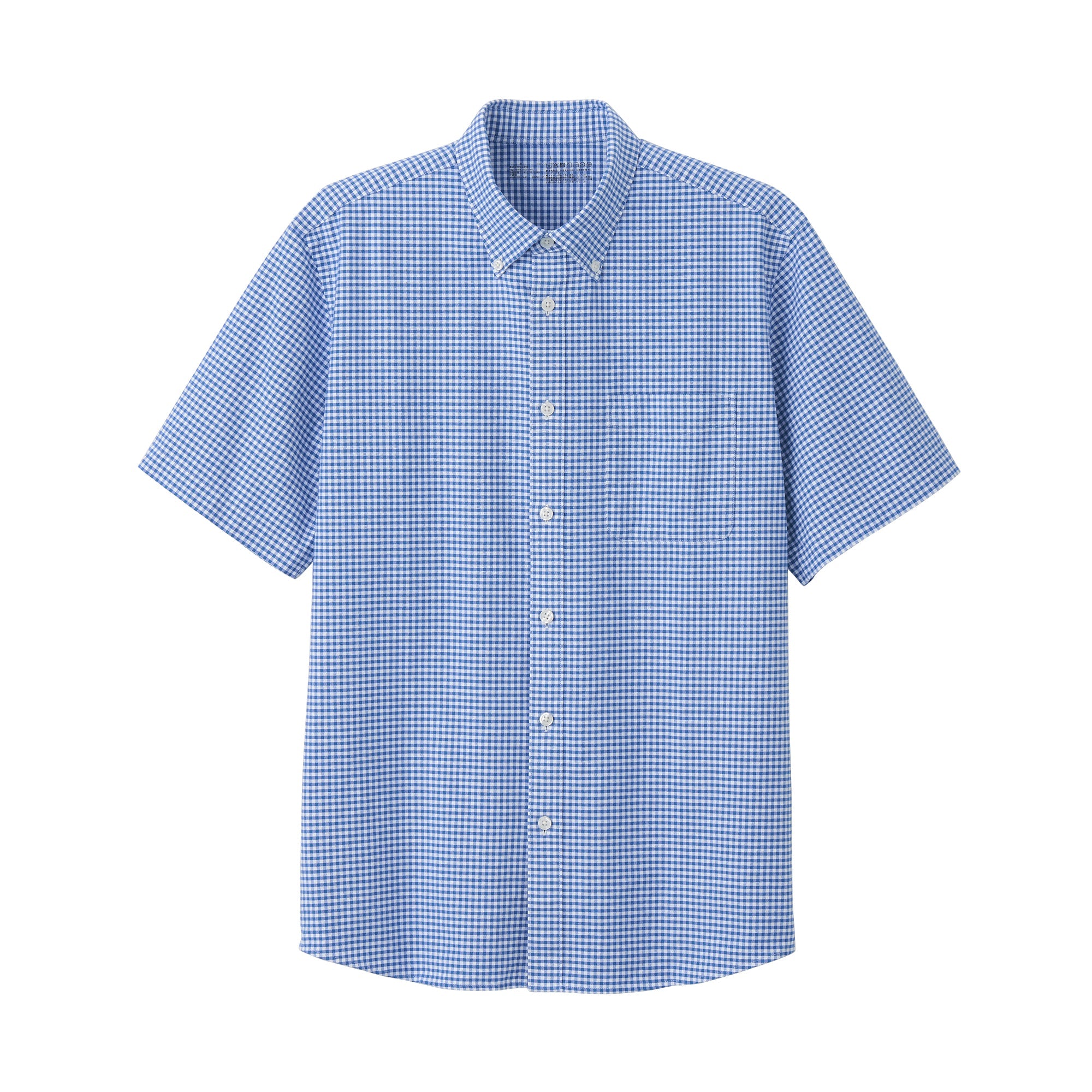 Men's Washed Oxford Button Down  Patterned Short Sleeve Shirt