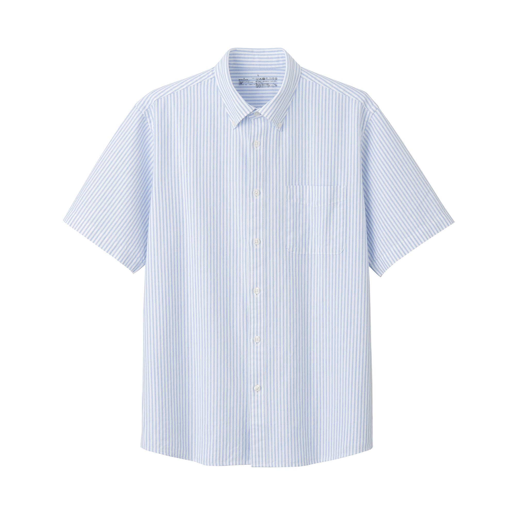Men's Washed Oxford Button Down  Patterned Short Sleeve Shirt