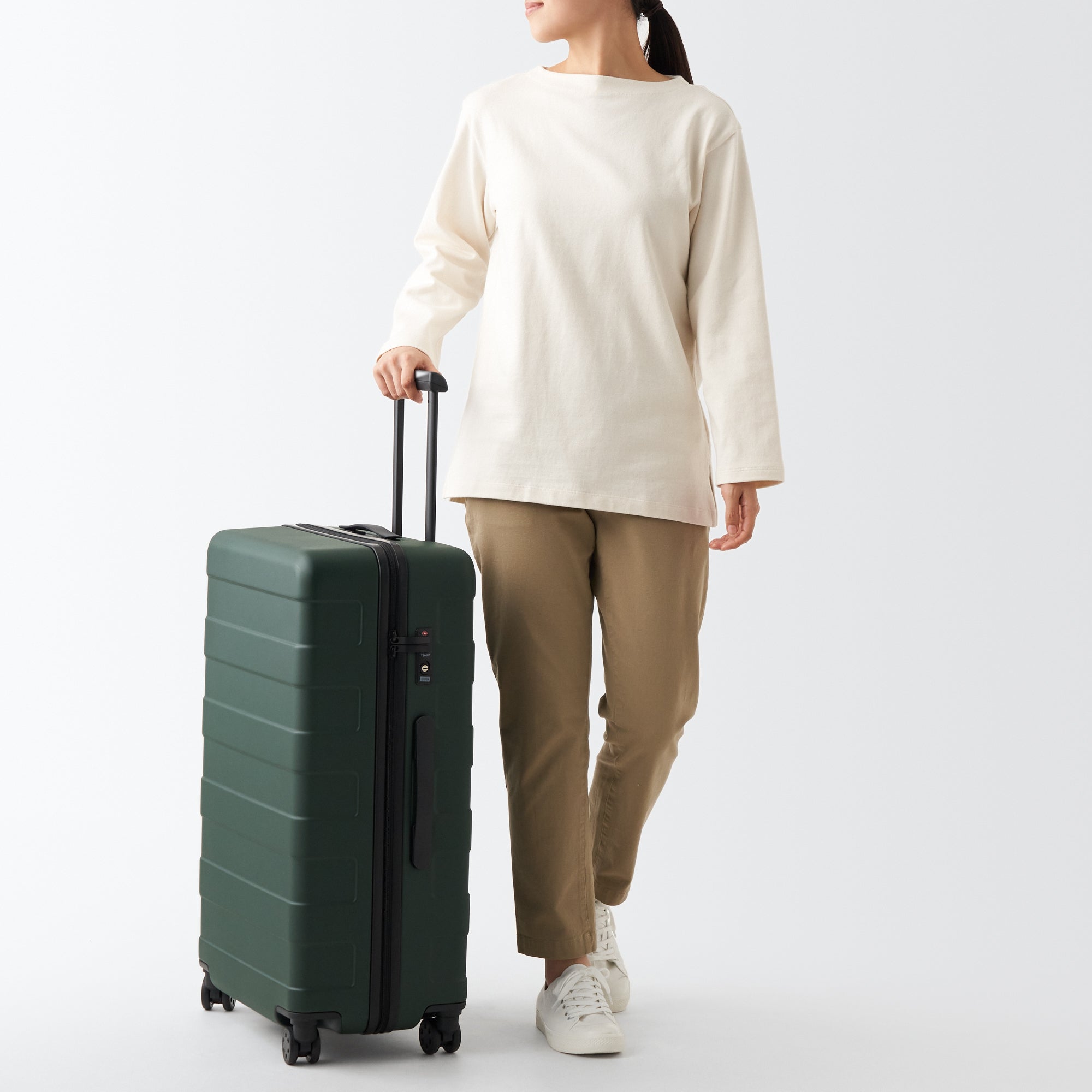 Adjustable Handle Hard Shell Suitcase 75L - Khaki Green | Check-In