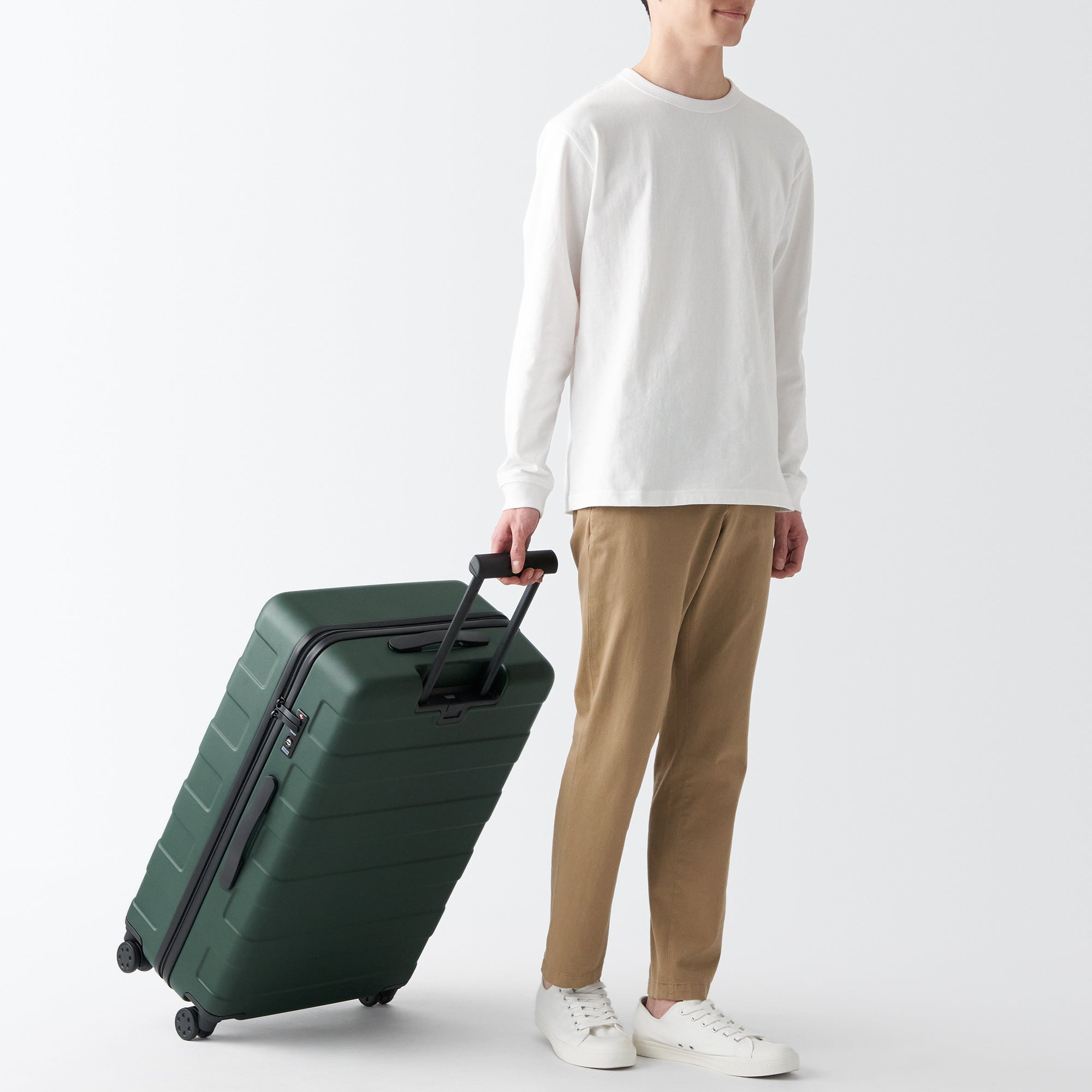 Adjustable Handle Hard Shell Suitcase 75L - Khaki Green | Check-In
