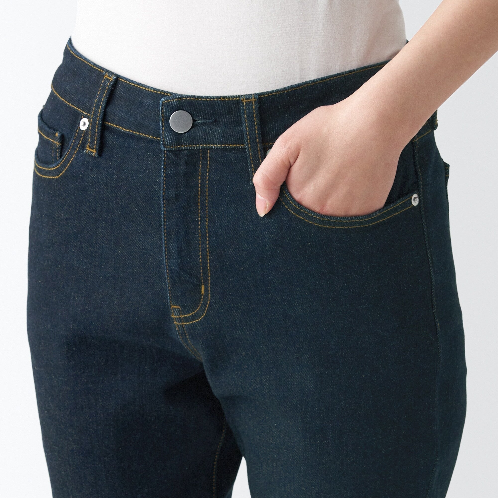 Women's Stretch Denim Slim Pants Dark Navy (L 30inch / 75cm)