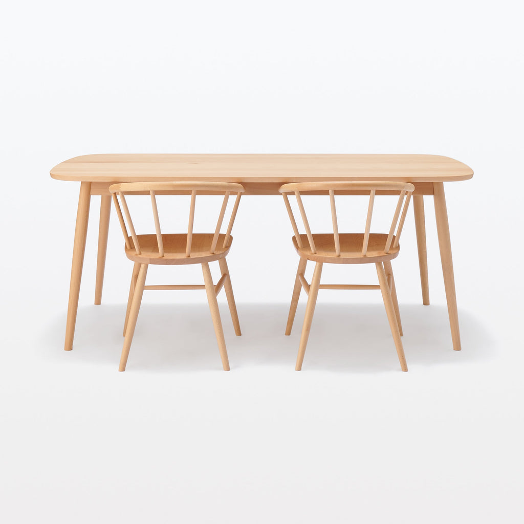 [HD] Beech Wood Table with Round Legs - W 70.9
