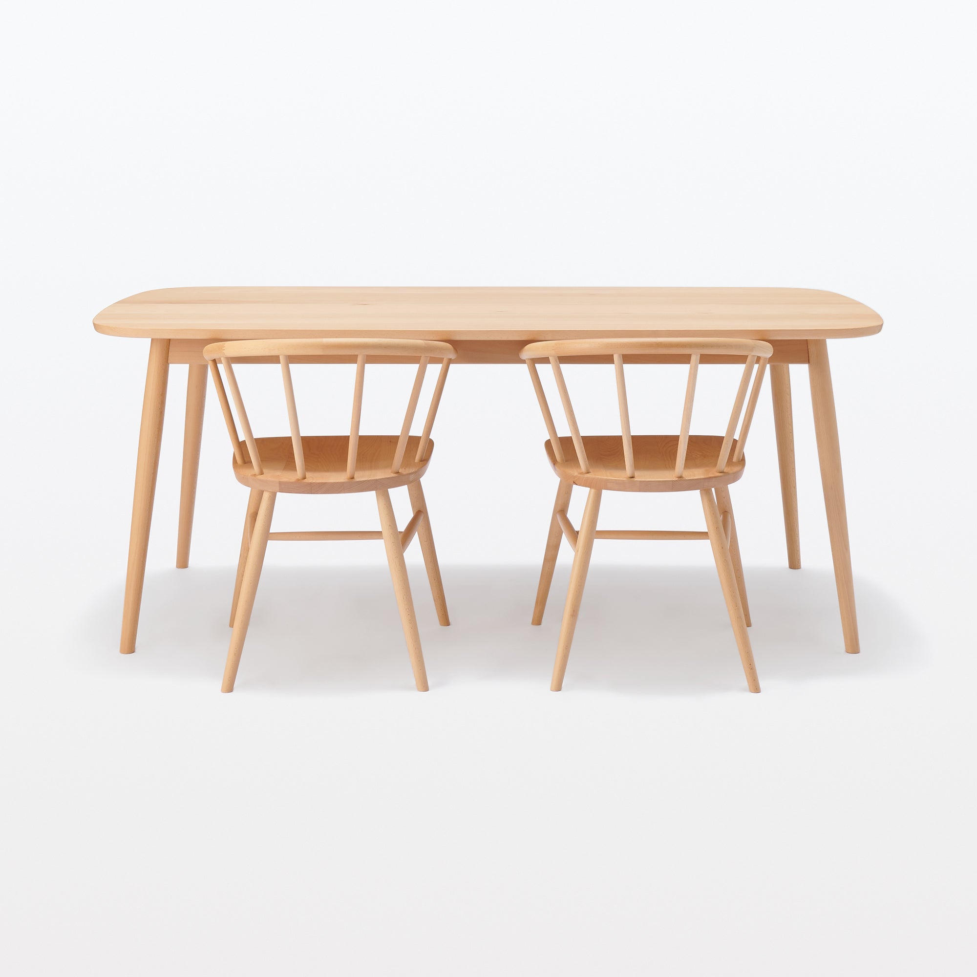[HD] Beech Wood Table with Round Legs - W 70.9