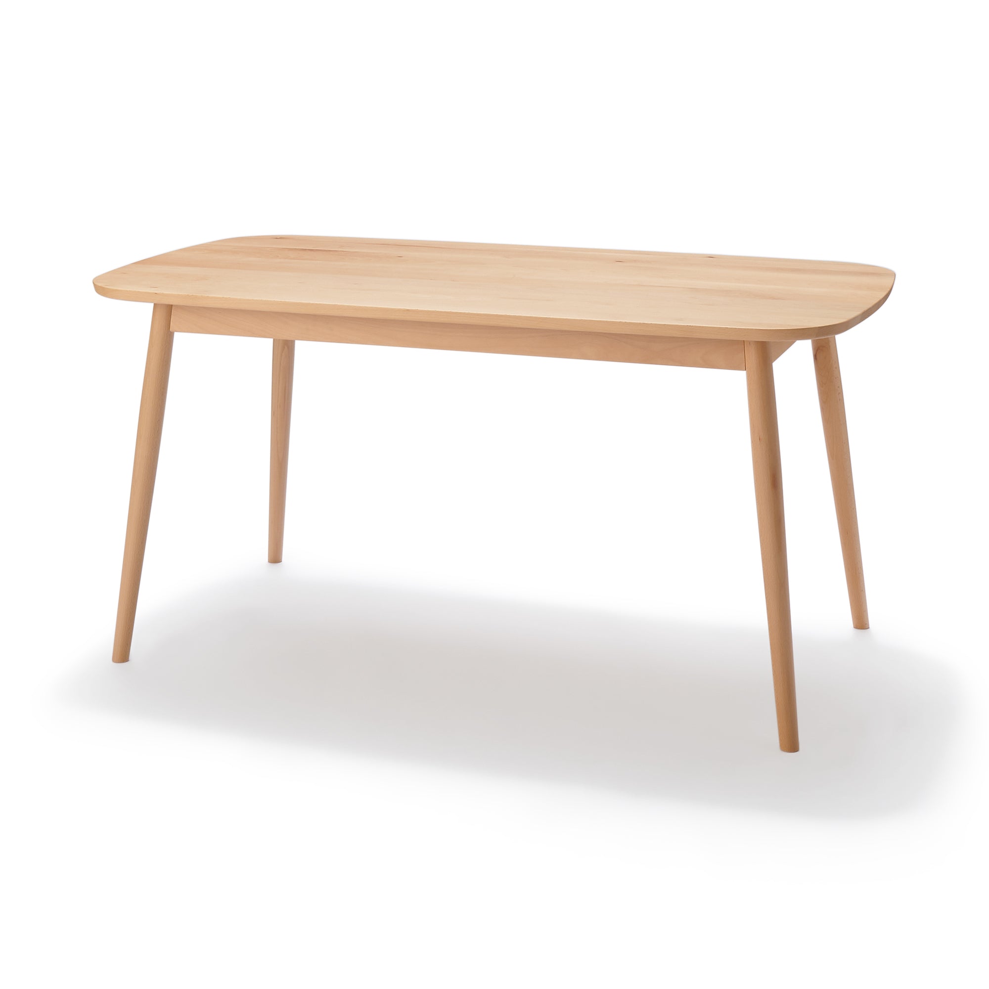 [HD] Beech Wood Table with Round Legs - W 59.1 Main image