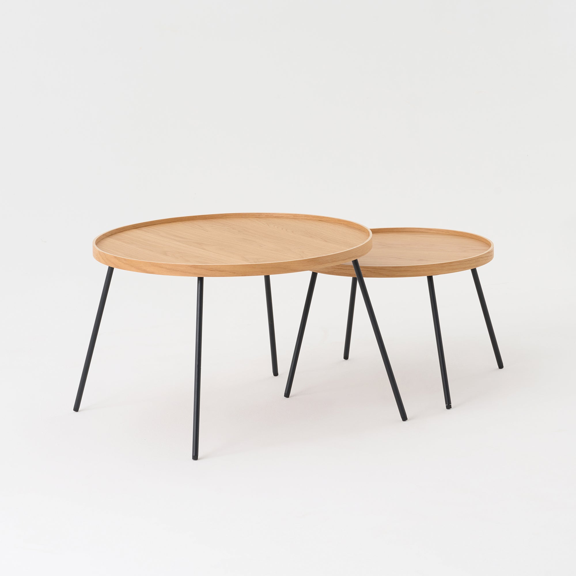 Oak Round Low Table Set