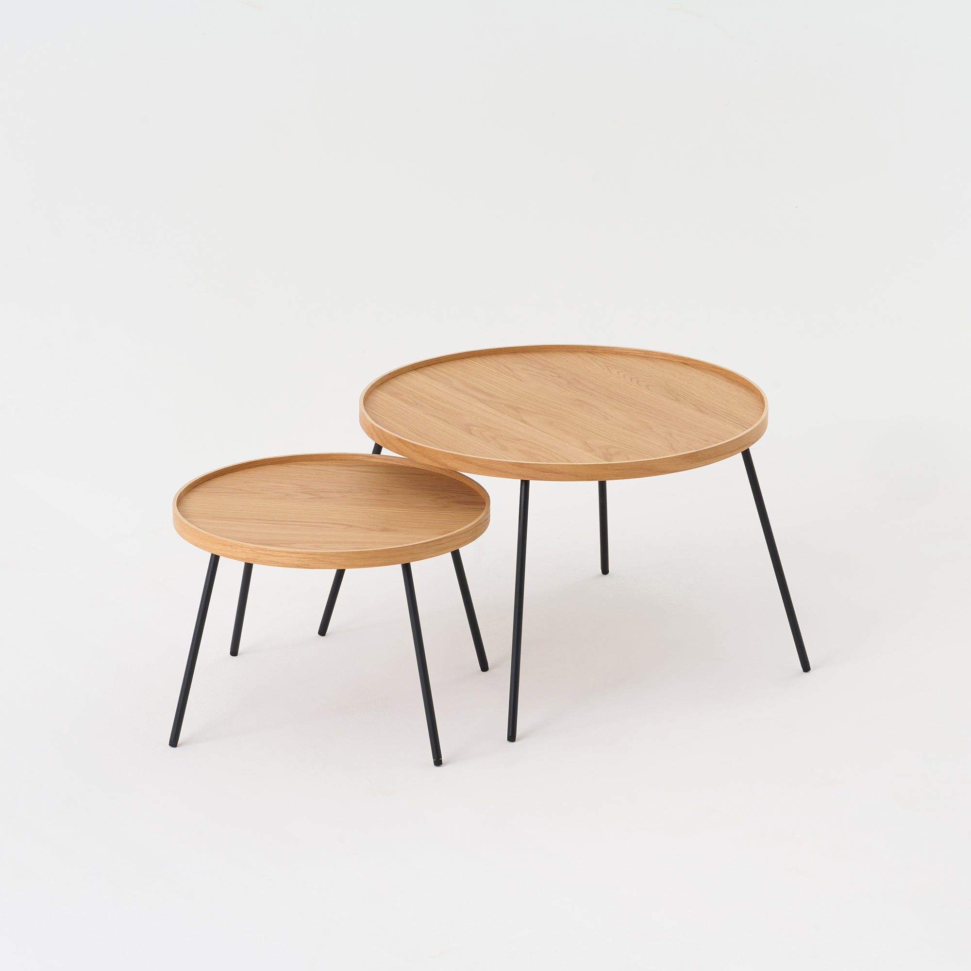 Oak Round Low Table Set