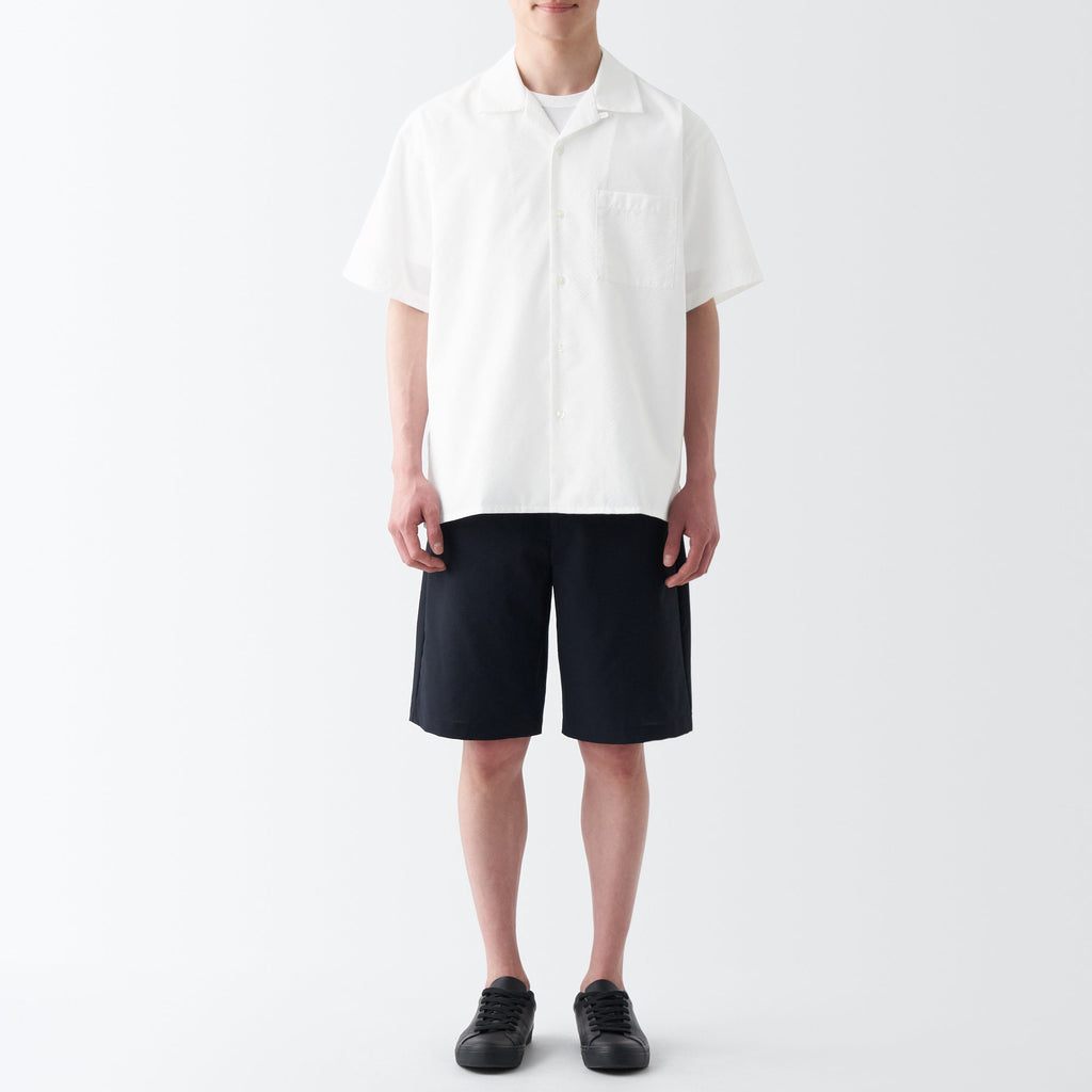 Men's Seersucker Open Collar Short Sleeve Shirt