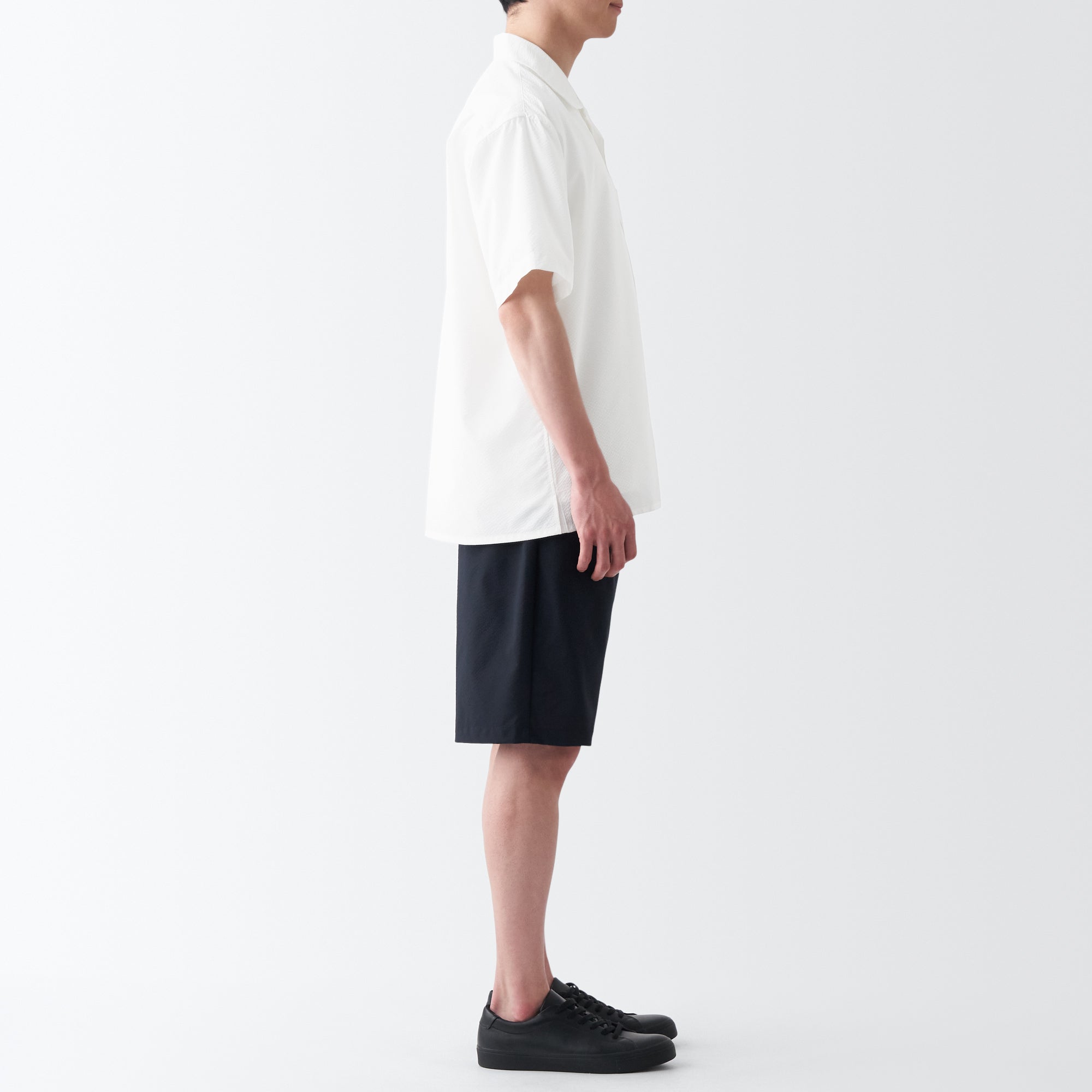Men's Seersucker Open Collar Short Sleeve Shirt