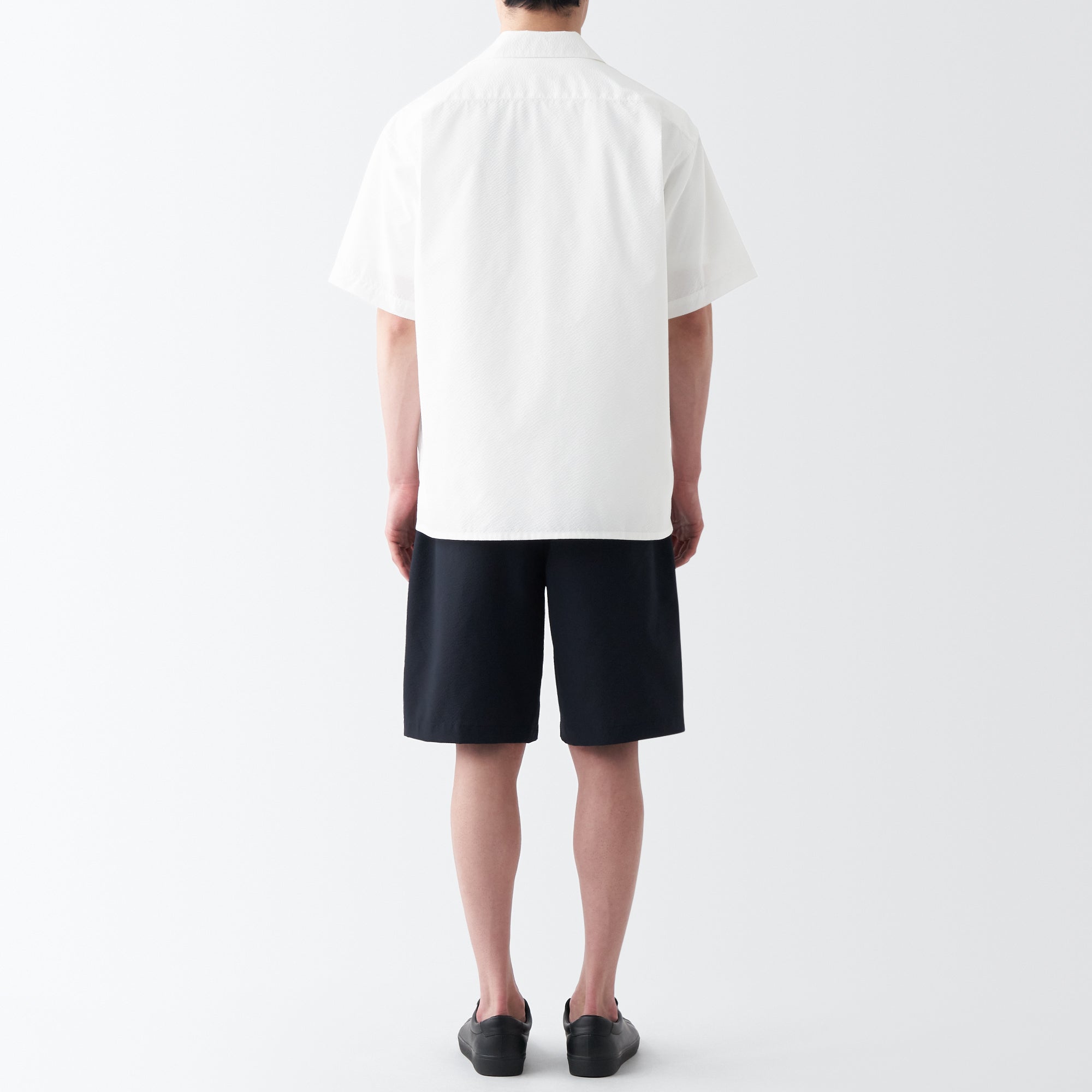 Men's Seersucker Open Collar Short Sleeve Shirt