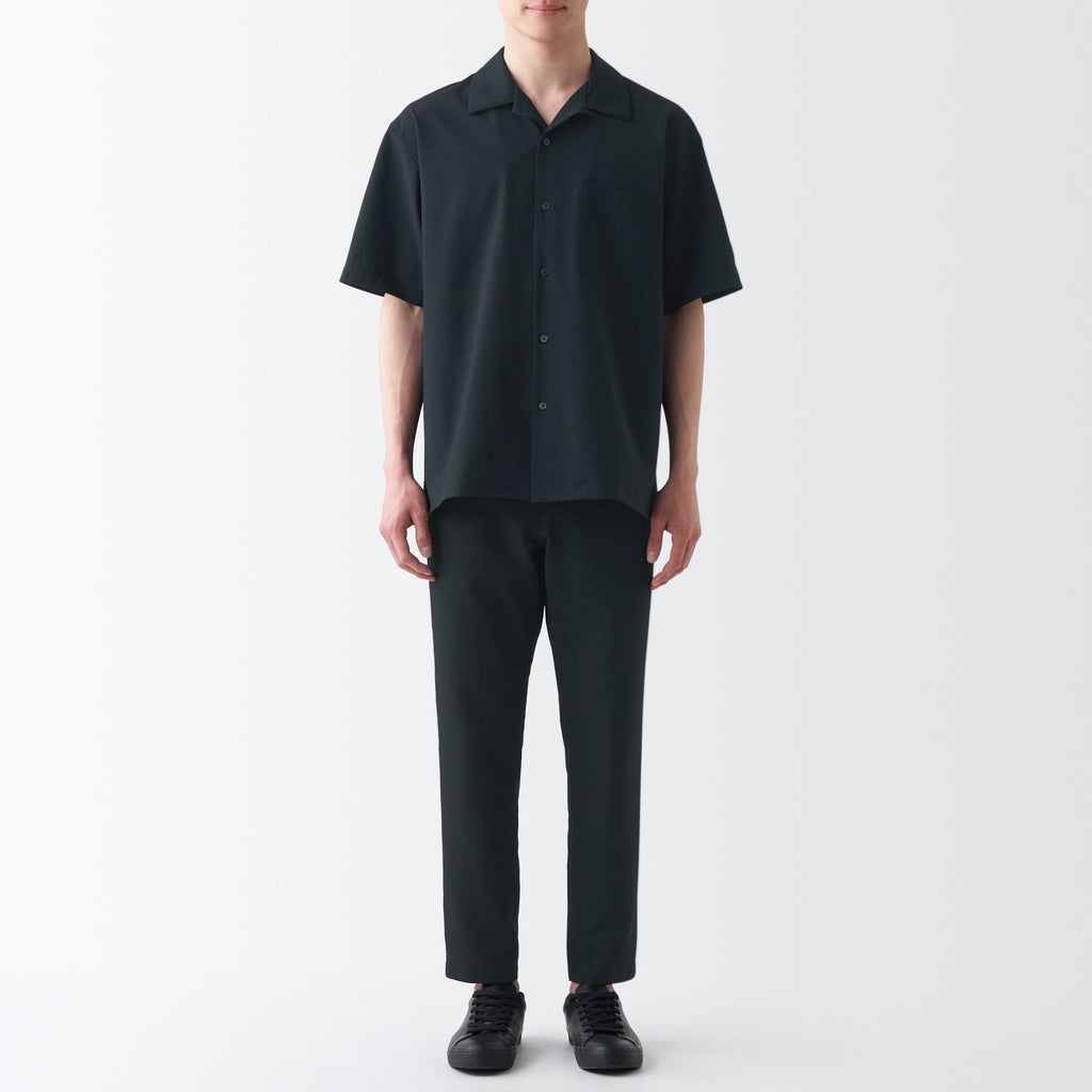 Men's Seersucker Open Collar Short Sleeve Shirt